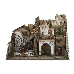 Presepe illuminato con mulino funzionante cm 76x40x54 h