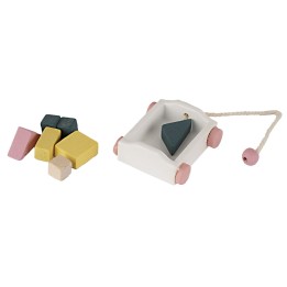 Toy cart with small wooden pieces 4x3.5x1 h