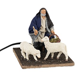 Pastor con ovejas 12 cm en movimiento