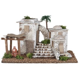 Arab village with staircase and porch, dimensions 24x41x20.5 cm