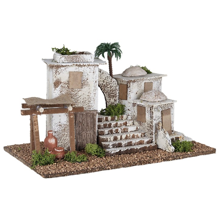Arab village with staircase and porch, dimensions 24x41x20.5 cm