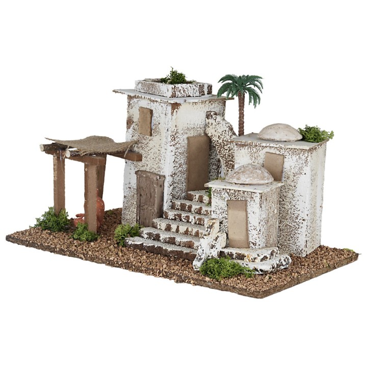 Arab village with staircase and porch, dimensions 24x41x20.5 cm