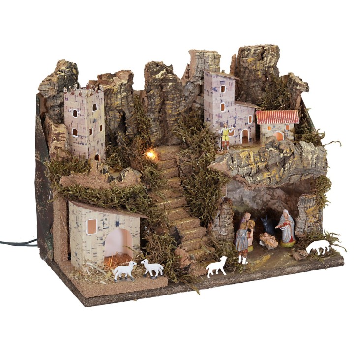 Nativity scene with lights complete with Nativity cm 33x18x24 h