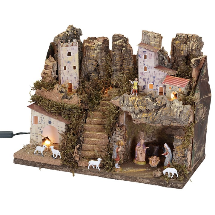 Nativity scene with lights complete with Nativity cm 33x18x24 h