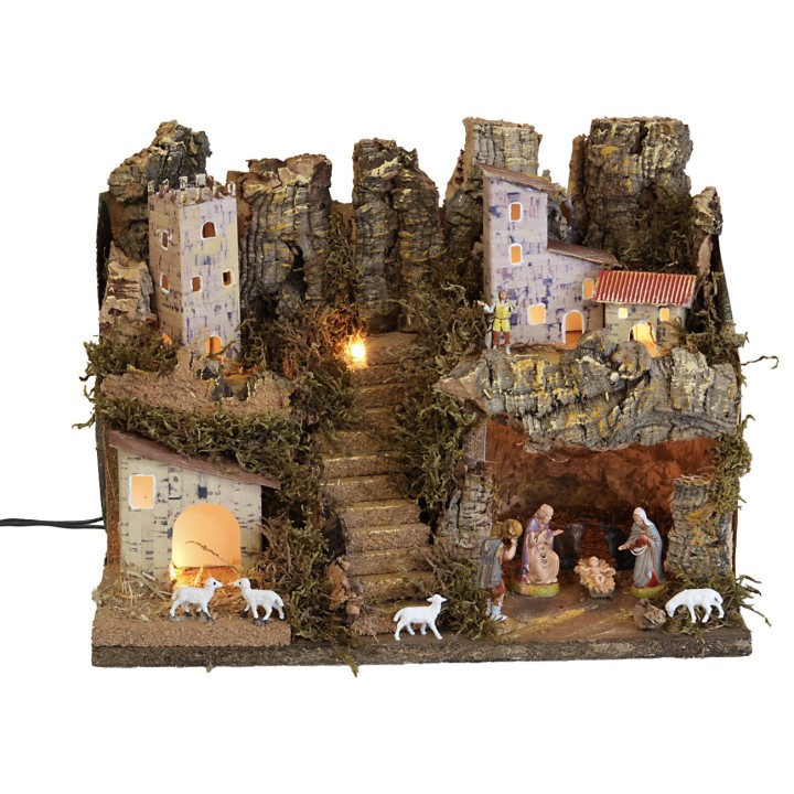 Nativity scene with lights complete with Nativity cm 33x18x24 h