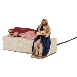 Natività serie 15 cm in movimento con Madonna che riposa