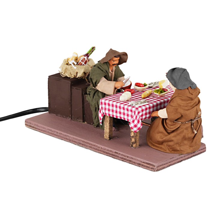 Famiglia a tavola che mangiano serie 10 cm in movimento