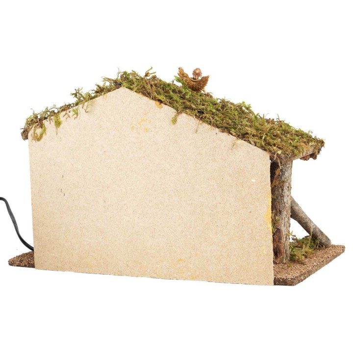 Cabaña completa de natividad con fuente funcional cm 39x23x23 h