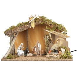 Cabaña completa de natividad con fuente funcional cm 39x23x23 h