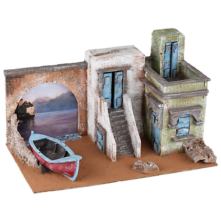 Ambientazione di mare con barca cm 50x30x28 h