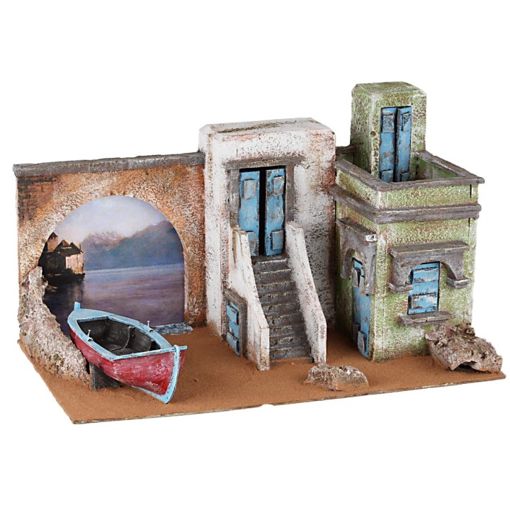 Ambientación de mar con barco cm 50x30x28 h