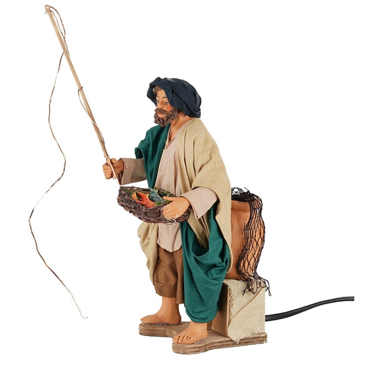 Pescador con caña en movimiento 24 cm
