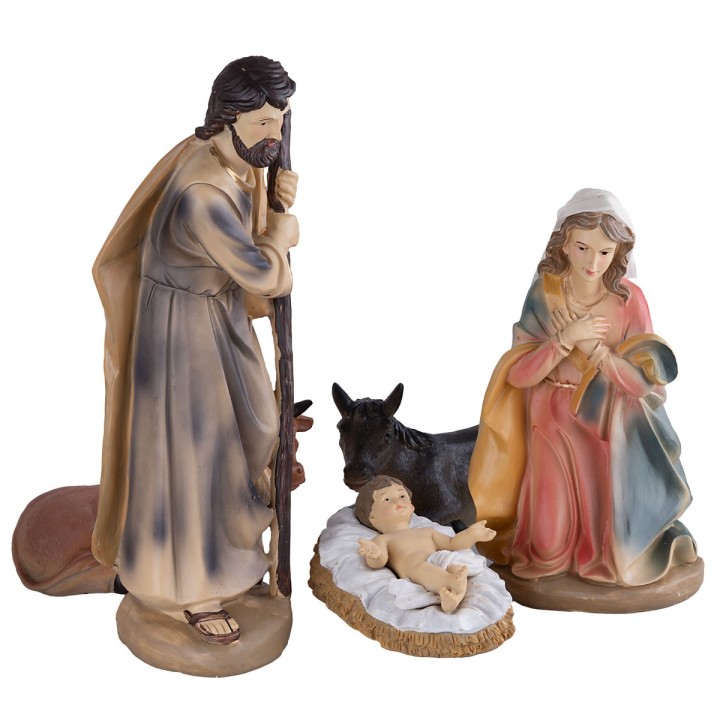Set 11 soggetti Natività, Magi, angelo e pastore 40 cm in resina