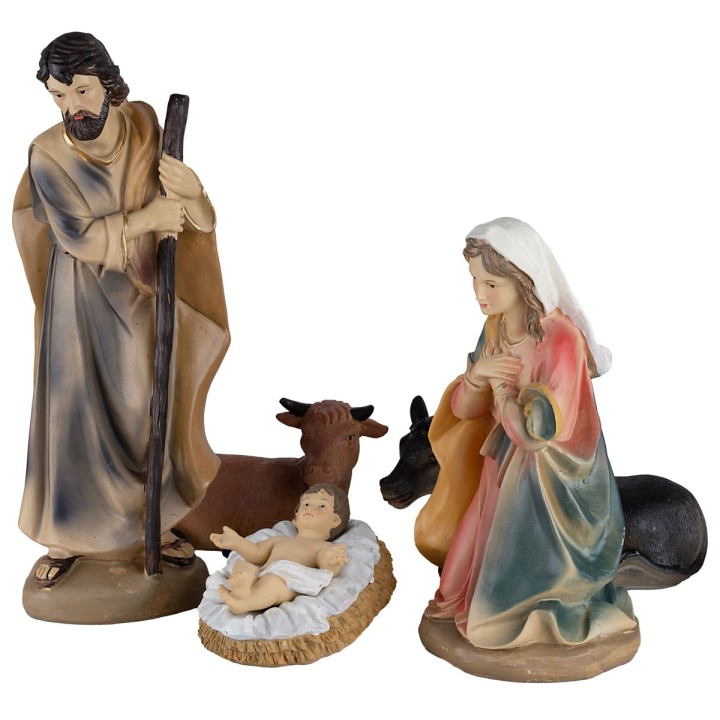 Conjunto de 11 figuras Natividad, Reyes Magos, ángel y pastor