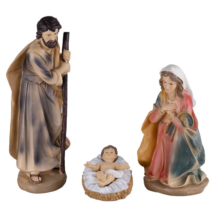Conjunto de 11 figuras Natividad, Reyes Magos, ángel y pastor