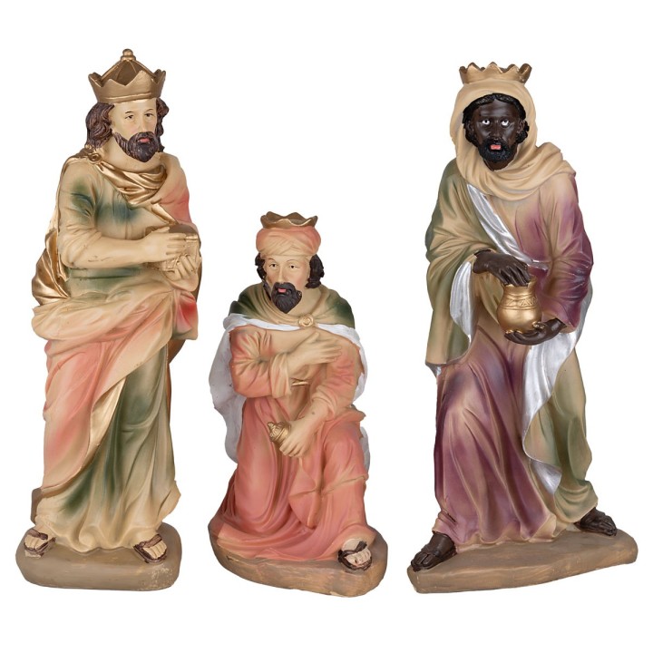 Set 11 soggetti Natività, Magi, angelo e pastore 40 cm in resina