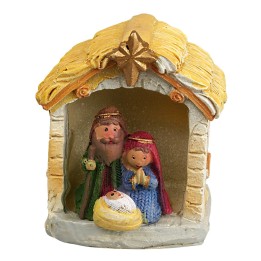 Natività naïf illuminata con led cm 5x4,5x8 h