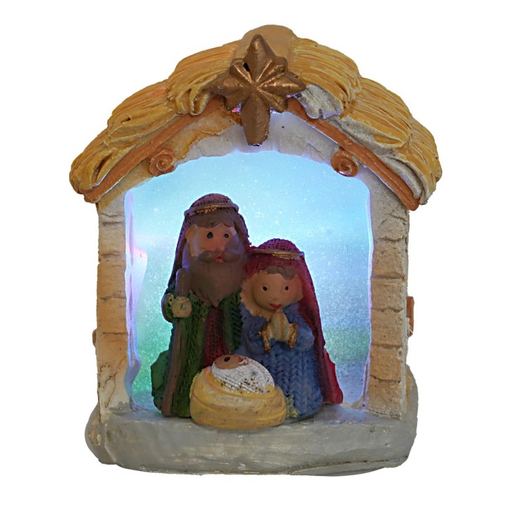 Natività naïf illuminata con led cm 5x4,5x8 h