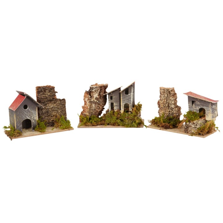 Set of 3 small houses cm 12x5x8 h