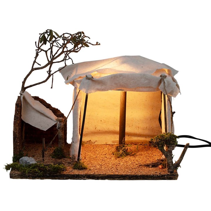Illuminated Arab tent with working fire cm 30x22x25 h