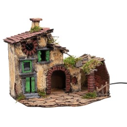 Casa con stalla illuminata cm 36x29x31 h