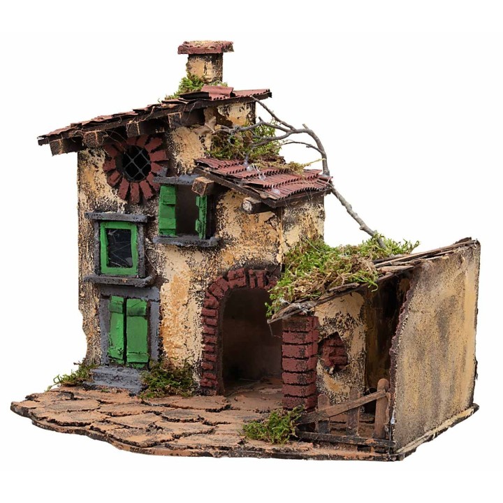 House with illuminated stable cm 36x29x31 h