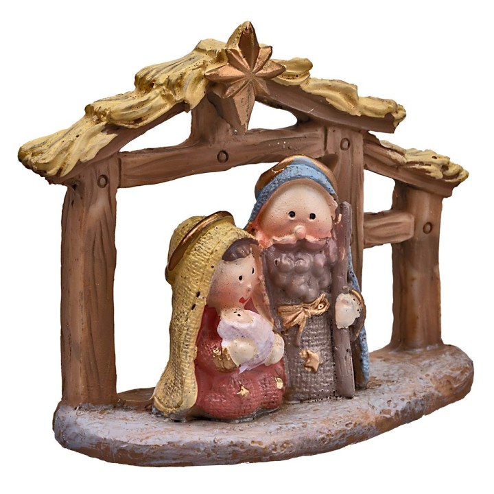 Natività naïf con capanna cm 7x3x6,5 h
