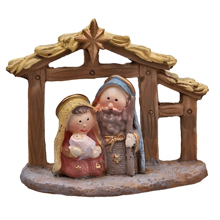 Natividad naïf con cabaña de cm 7x3x6,5 h