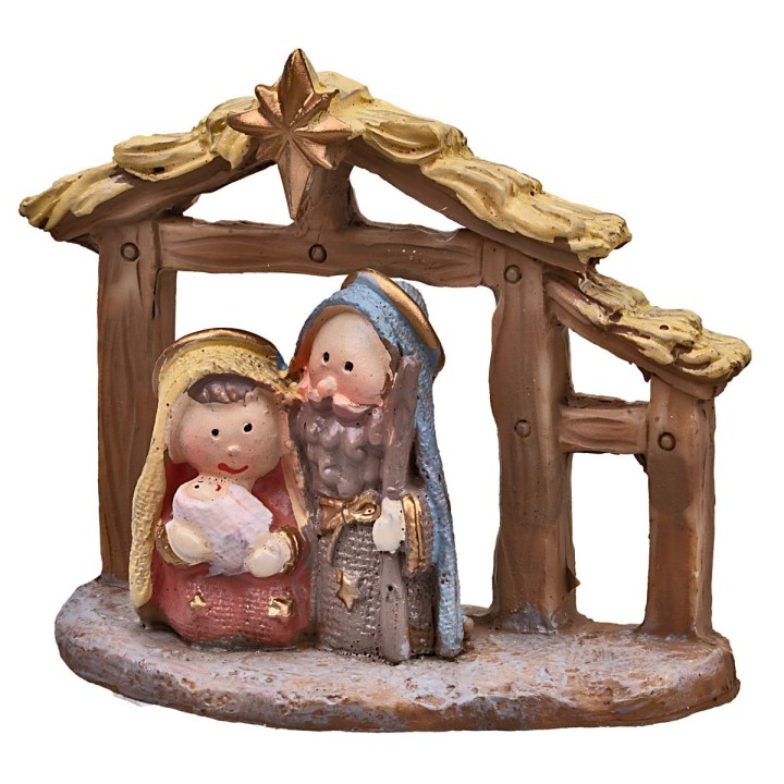 Naïf Nativity with hut cm 7x3x6.5 h