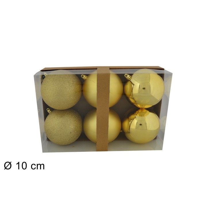 Set of 6 gold balls ø 10 cm for Christmas tree