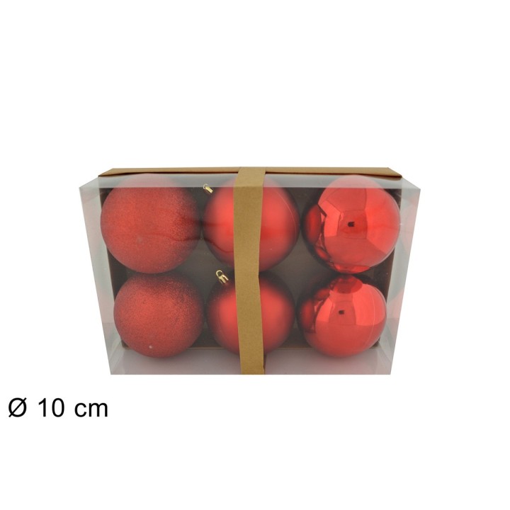 Set 6 bolitas rojas ø 10 cm para árbol de Navidad