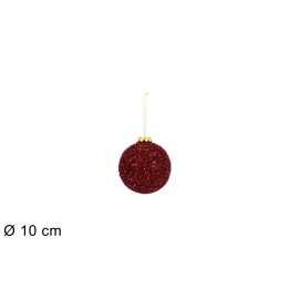 Bola con hilos laminados roja ø 10 cm para árbol de Navidad