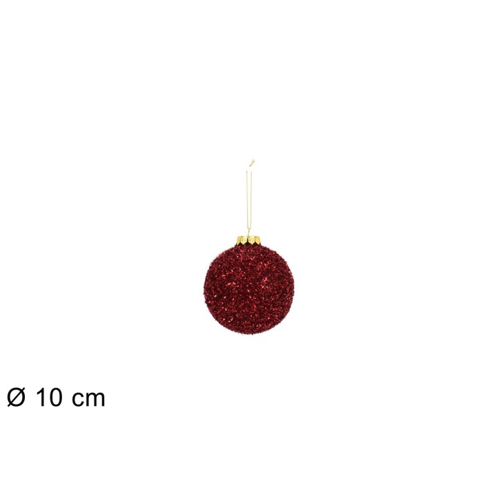 Ball with red laminated threads ø 10 cm for Christmas tree