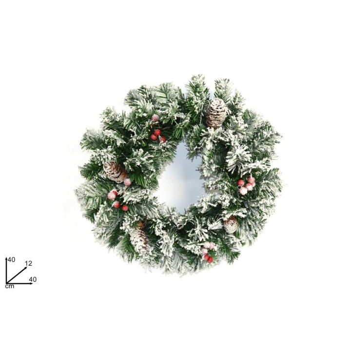 Snowy round wreath Ø 40 cm