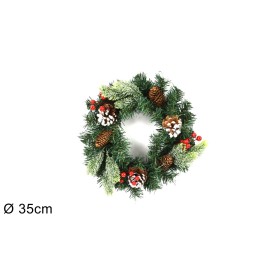 Ghirlanda tonda con pigne e bacche Ø 35 cm