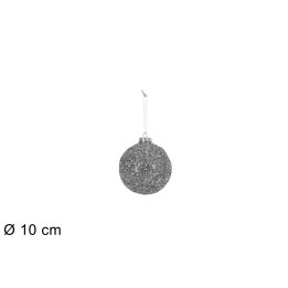 Palla con fili laminati argento ø 10 cm per albero di Natale