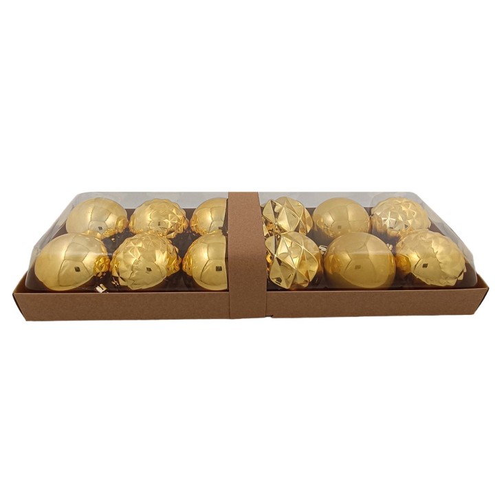 Set 12 palline oro ø 8 cm per albero di Natale