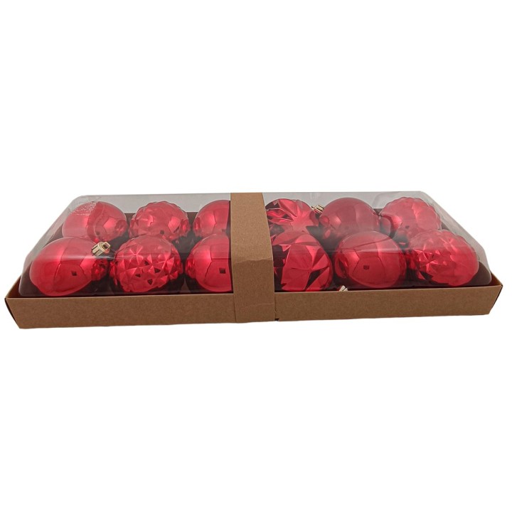 Set 12 palline rosse ø 8 cm per albero di Natale