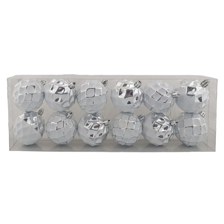 Set 12 palline argento ø 6 cm per albero di Natale