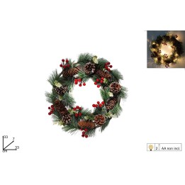 Guirnalda decorada con luces LED a pilas Ø 30 cm