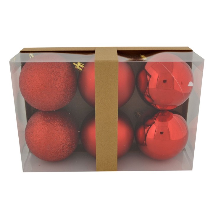 Juego de 6 bolas plateadas ø 8 cm para árbol de Navidad