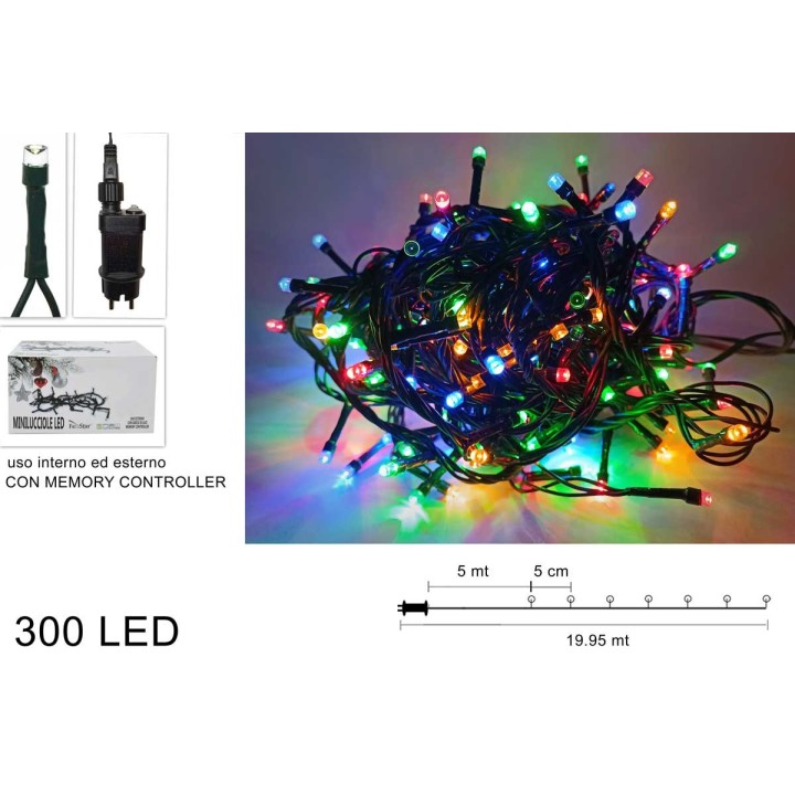 300 multicolor LED mini-lights for indoor and outdoor use