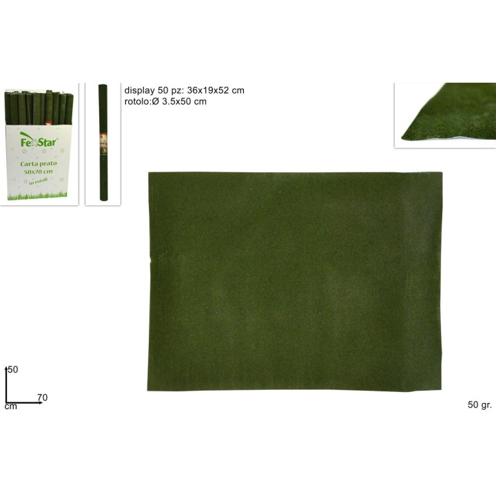 Papel césped efecto terciopelo verde cm 50x70