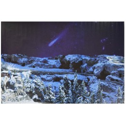 Backdrop with snowy mountains and comet star 100x70 cm