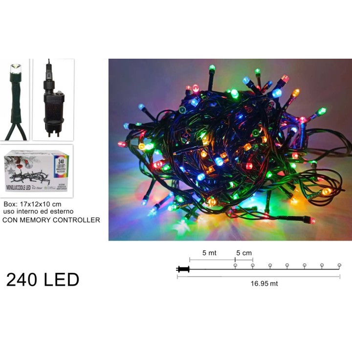 Minilucciole 240 led multicolor per interni e esterni