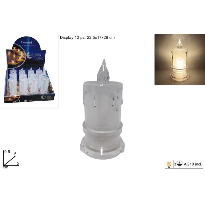Candela a led funzionante a batteria cm 5x9,5