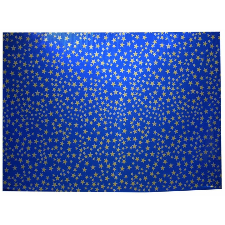 Papel cielo metalizado con estrellas doradas cm 100x70