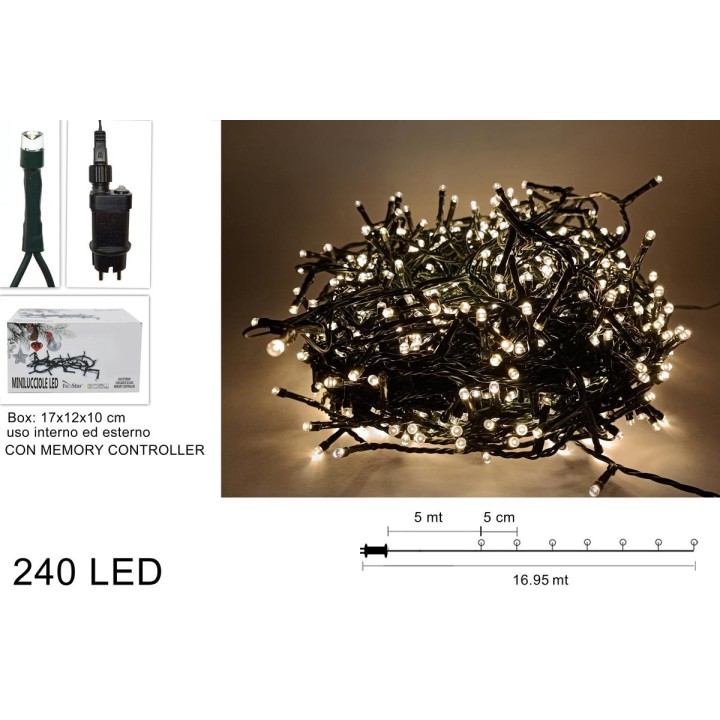 Minilucciole 240 led luce bianca calda per interno e esterno