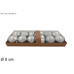 Set of 12 silver balls ø 8 cm for Christmas tree