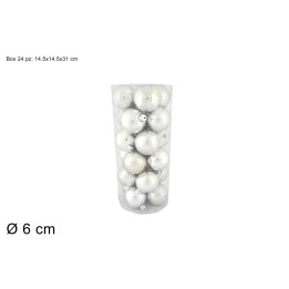 Set 24 palline argento ø 6 cm per albero di Natale